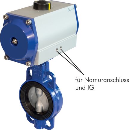 Exemplary representation: Interim flange damper with pneumatic rotary actuator