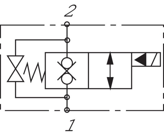 Schematic symbol: 2/2-directional poppet valve (normally closed, shut-off on both sides)