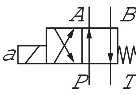 Schematic symbol: 4/2-directional valve, D-circuit