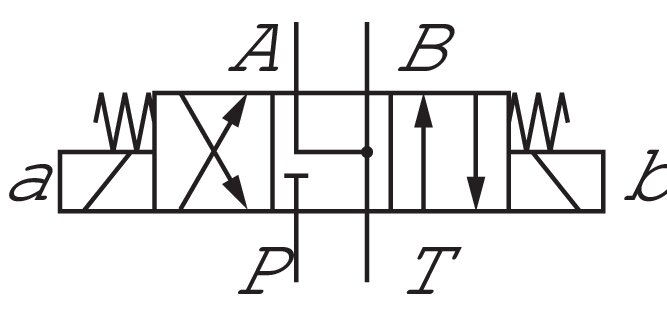 Schematic symbol: 4/3-directional valve, J-circuit